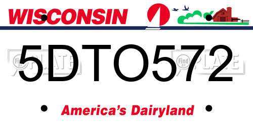 5DTO572 Wisconsin License Plate