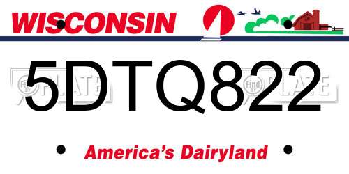 5DTQ822 Wisconsin License Plate