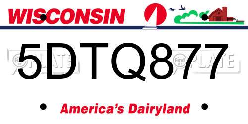 5DTQ877 Wisconsin License Plate