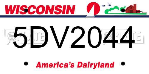5DV2044 Wisconsin License Plate