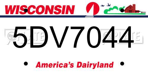 5DV7044 Wisconsin License Plate