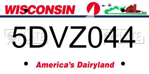 5DVZ044 Wisconsin License Plate