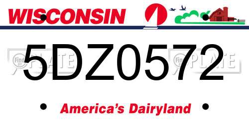 5DZ0572 Wisconsin License Plate