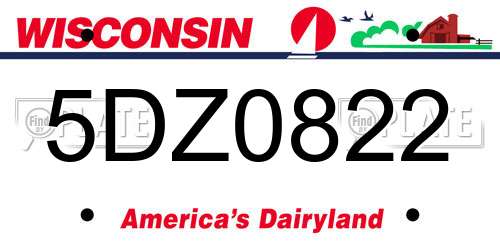 5DZ0822 Wisconsin License Plate