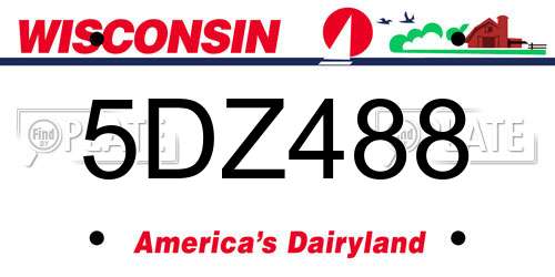 5DZ488 Wisconsin License Plate