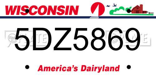 5DZ5869 Wisconsin License Plate