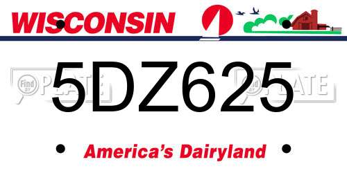 5DZ625 Wisconsin License Plate