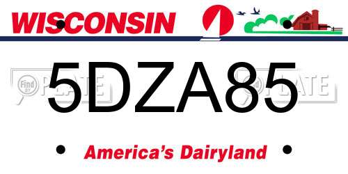 5DZA85 Wisconsin License Plate