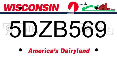 5DZB569 Wisconsin License Plate