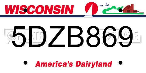 5DZB869 Wisconsin License Plate
