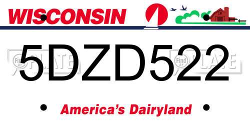 5DZD522 Wisconsin License Plate