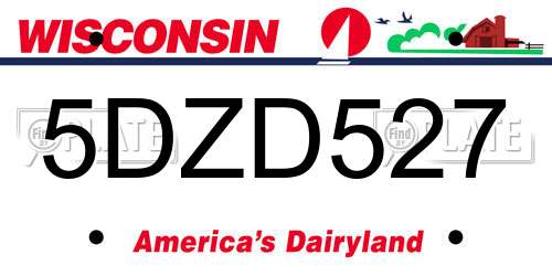 5DZD527 Wisconsin License Plate