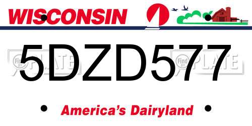 5DZD577 Wisconsin License Plate
