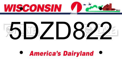 5DZD822 Wisconsin License Plate