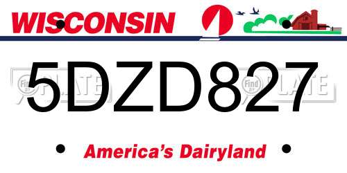 5DZD827 Wisconsin License Plate