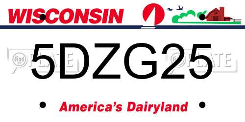 5DZG25 Wisconsin License Plate