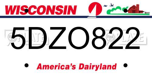 5DZO822 Wisconsin License Plate