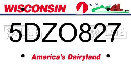 5DZO827 Wisconsin License Plate