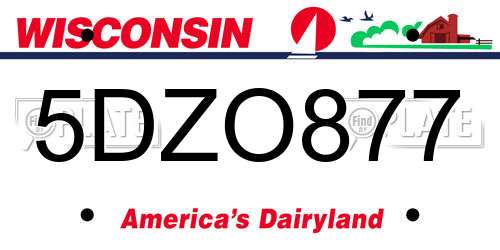 5DZO877 Wisconsin License Plate