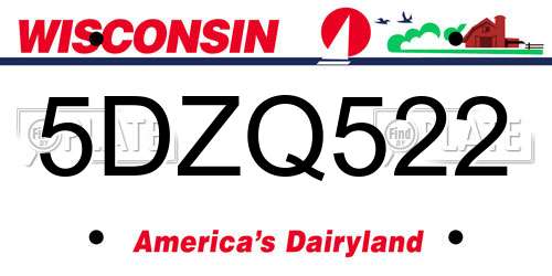 5DZQ522 Wisconsin License Plate