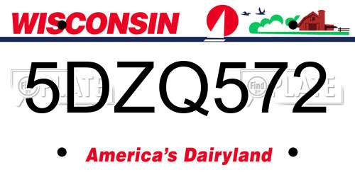 5DZQ572 Wisconsin License Plate