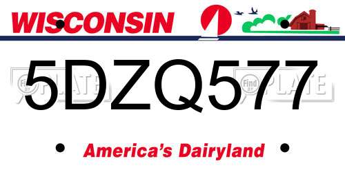 5DZQ577 Wisconsin License Plate