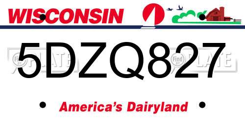 5DZQ827 Wisconsin License Plate