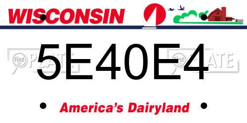 5E40E4 Wisconsin License Plate