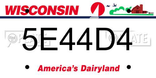 5E44D4 Wisconsin License Plate