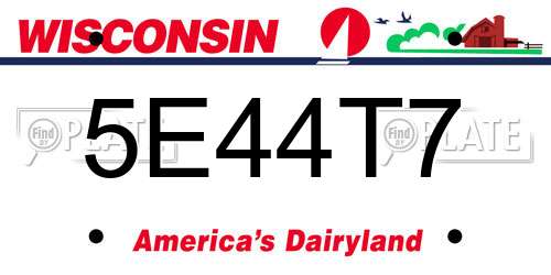 5E44T7 Wisconsin License Plate