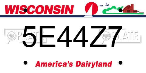 5E44Z7 Wisconsin License Plate