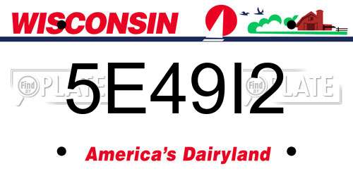 5E49I2 Wisconsin License Plate