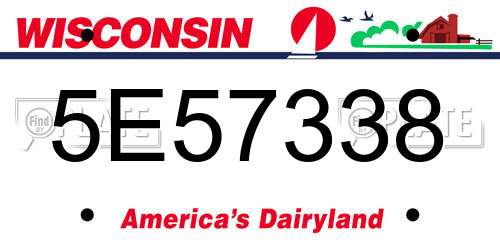 5E57338 Wisconsin License Plate