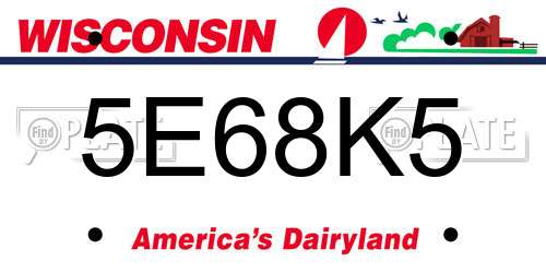 5E68K5 Wisconsin License Plate