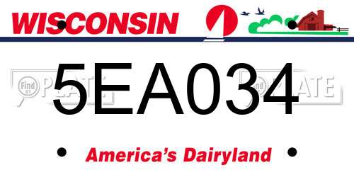 5EA034 Wisconsin License Plate