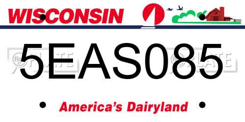 5EAS085 Wisconsin License Plate
