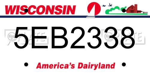 5EB2338 Wisconsin License Plate