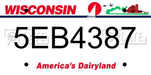5EB4387 Wisconsin License Plate