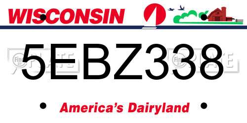 5EBZ338 Wisconsin License Plate