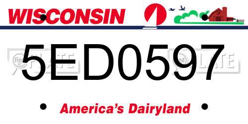 5ED0597 Wisconsin License Plate