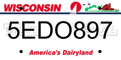 5EDO897 Wisconsin License Plate