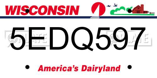 5EDQ597 Wisconsin License Plate