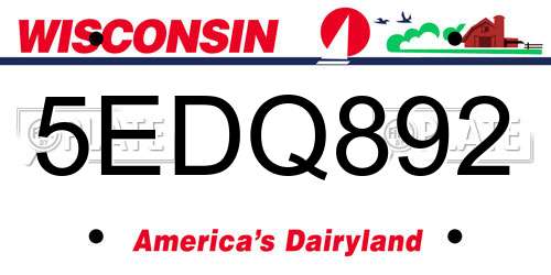 5EDQ892 Wisconsin License Plate