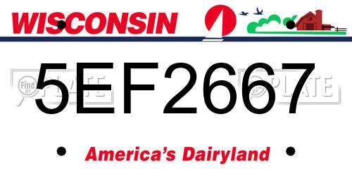 5EF2667 Wisconsin License Plate