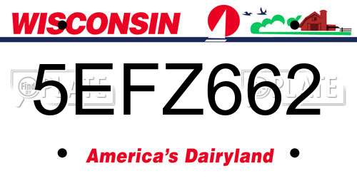 5EFZ662 Wisconsin License Plate