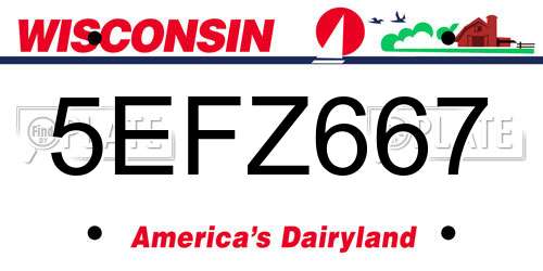 5EFZ667 Wisconsin License Plate