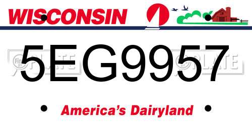 5EG9957 Wisconsin License Plate