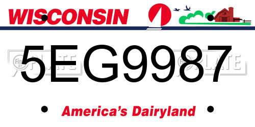 5EG9987 Wisconsin License Plate