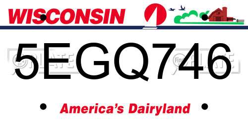 5EGQ746 Wisconsin License Plate