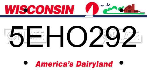 5EHO292 Wisconsin License Plate